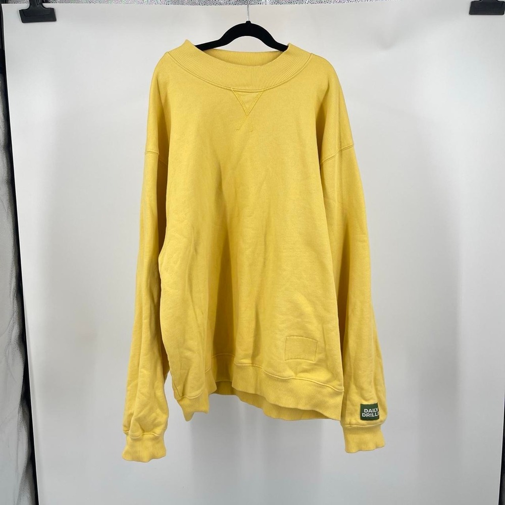 Daily Drills Women's Oversized Mock Neck Sweatshirt M L Sunny Yellow Lounge
